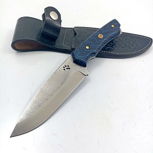 N690 Steel Bushcraft Knife, Micarta Handle, Custom Hunting Gift
