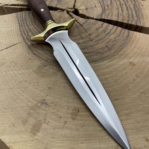 Custom Engraved Dagger Knife: Walnut Handle, Stainless Steel Blade, Leather Sheath image 10