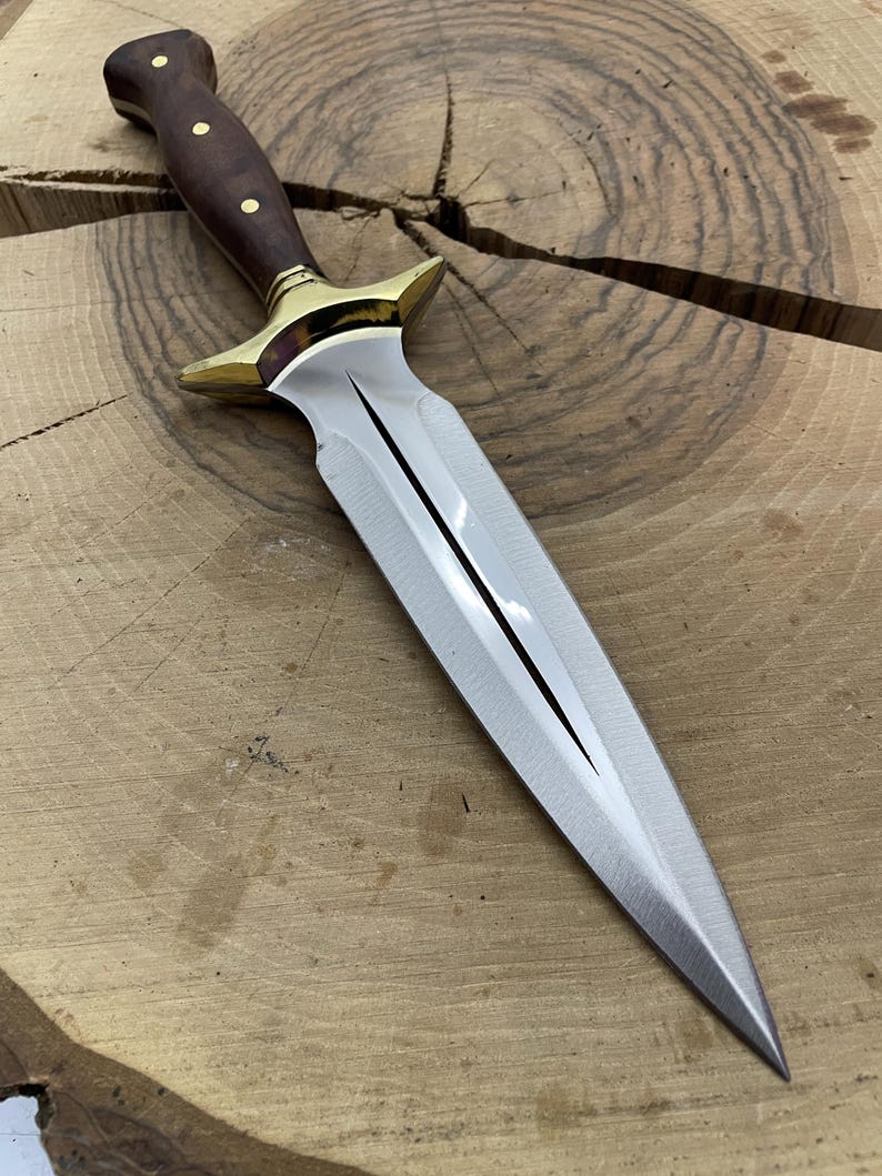 Custom Engraved Dagger Knife: Walnut Handle, Stainless Steel Blade, Leather Sheath image 10