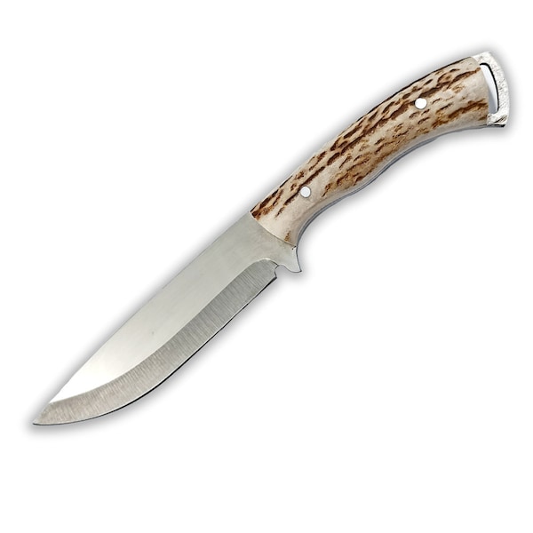 Handmade Deer Antler Bushcraft Knife, Tactical Fixed Blade Hunting Knife, Custom Knife, Engraved Knife, Personalized Knife, Gift for Him