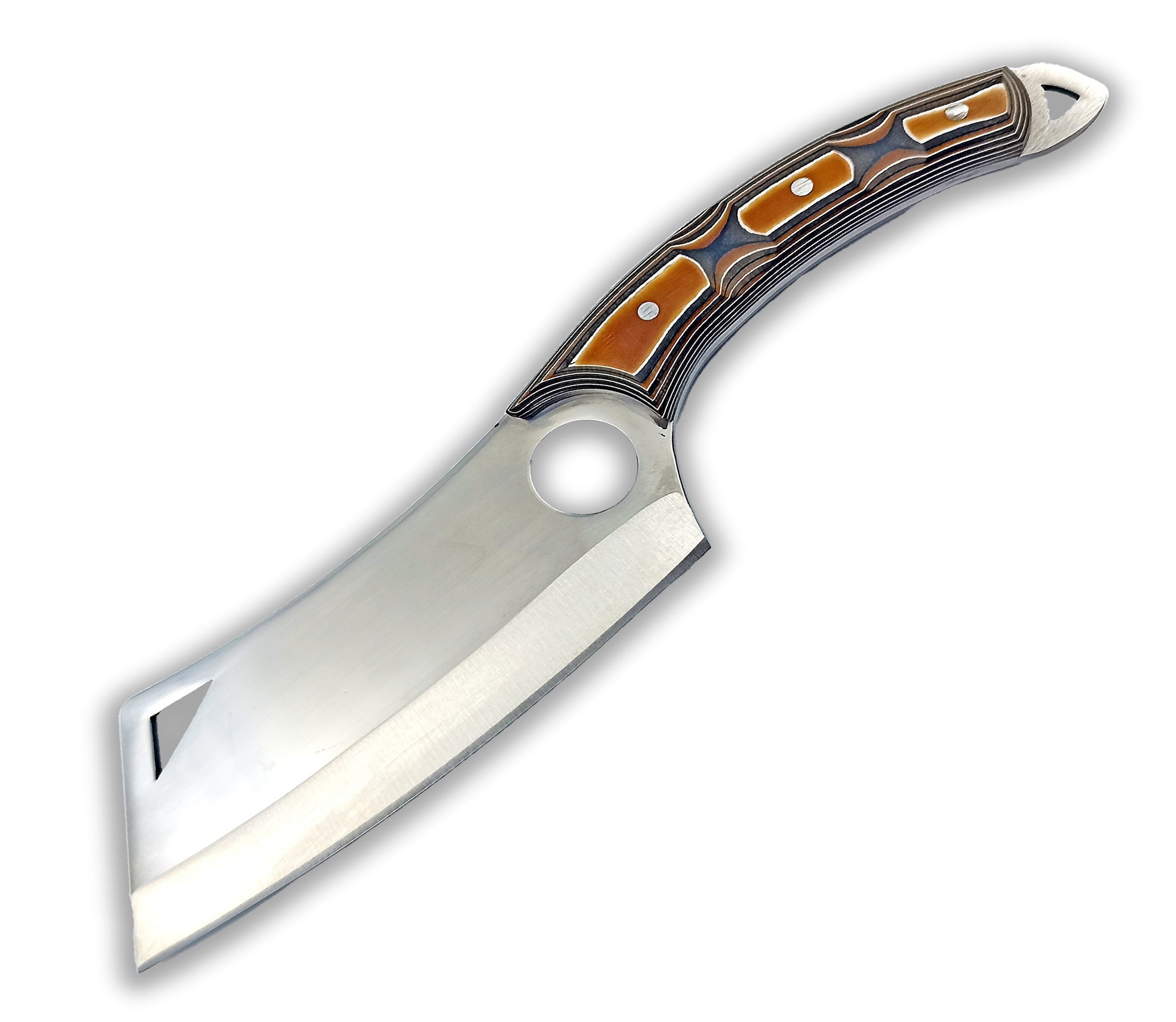 Handmade Stainless Steel Cleaver Knife: Santoku Style With Leather Case ...