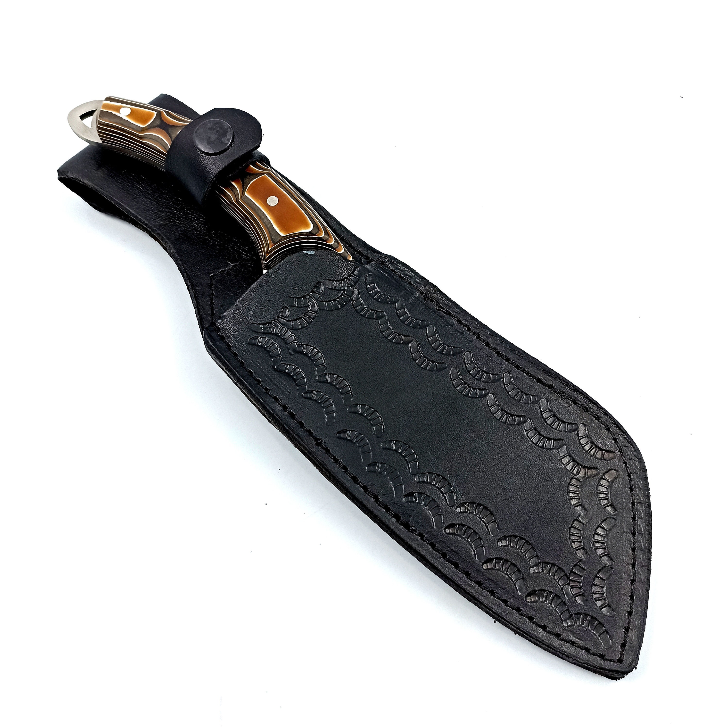 Handmade Stainless Steel Cleaver Knife: Santoku Style With Leather Case ...