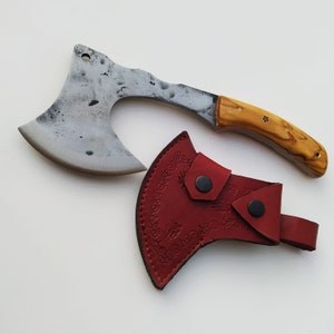 Hand Forged Tactical Hatchet, Carbon steel Camping Axe, Viking Axe, Bearded Axe, Tomahawk Axe, Camping Hatchet, Groomsmen Knive Set