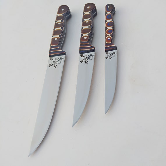 Handmade Werzalit Handle Vegetable Knife Set, 3 Pcs Kitchen Knife Set, Chef  Knives, Personalized Knives, Engraved Knives for Gift, Knofe 