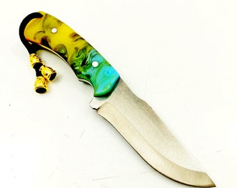 Handmade Bushcraft Knife with Leather Sheath: Engraved Hunting, Camping, Skinning