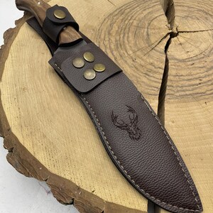 Machete Kukri de 13" hecho a mano, con espiga completa y funda grabada a medida. imagen 10