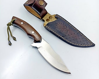 Custom Engraved Hunting Knife, Full Tang Bushcraft Knife with Sheath