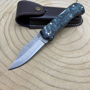 Engraved Stainless Steel Folding Pocket Knife: Groomsman Gift with Leather Cover