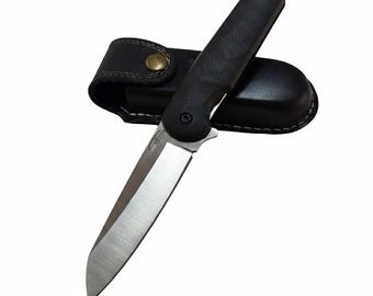 Ręcznie robiony nóż z blokadą liniową ze stali 4116 z pochwą i grawerunkiem na zamówienie