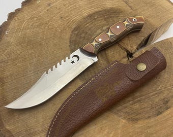 Custom Hunting Knife with Leather Sheath: Personalized Bushcraft Knife