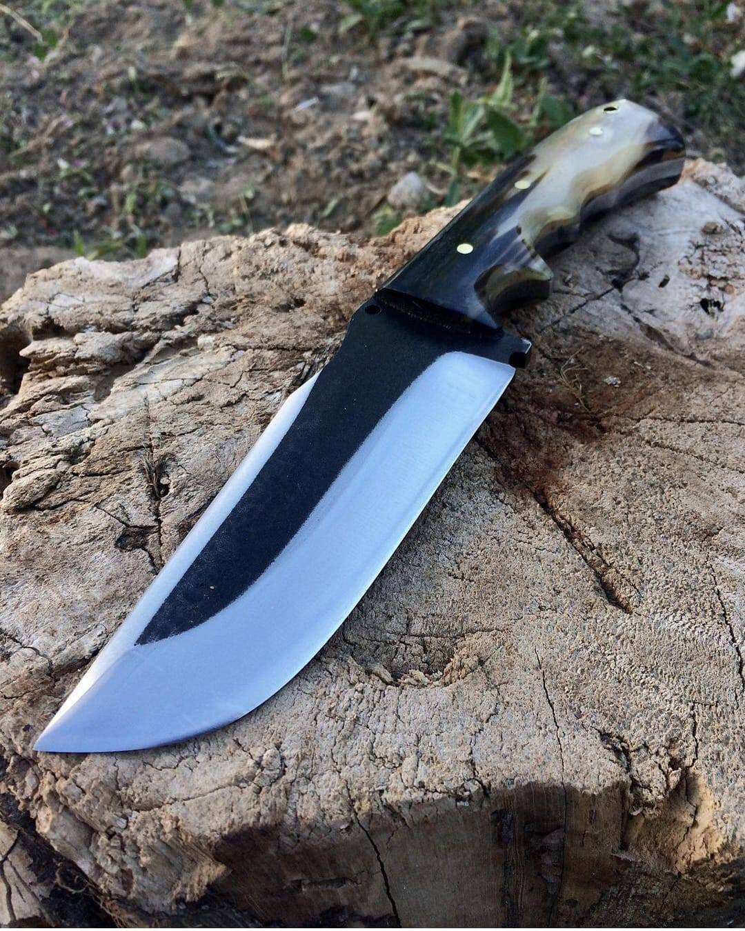 Handmade Bone Handle Bowie Knife: Custom Engraved Hunting Knife With ...