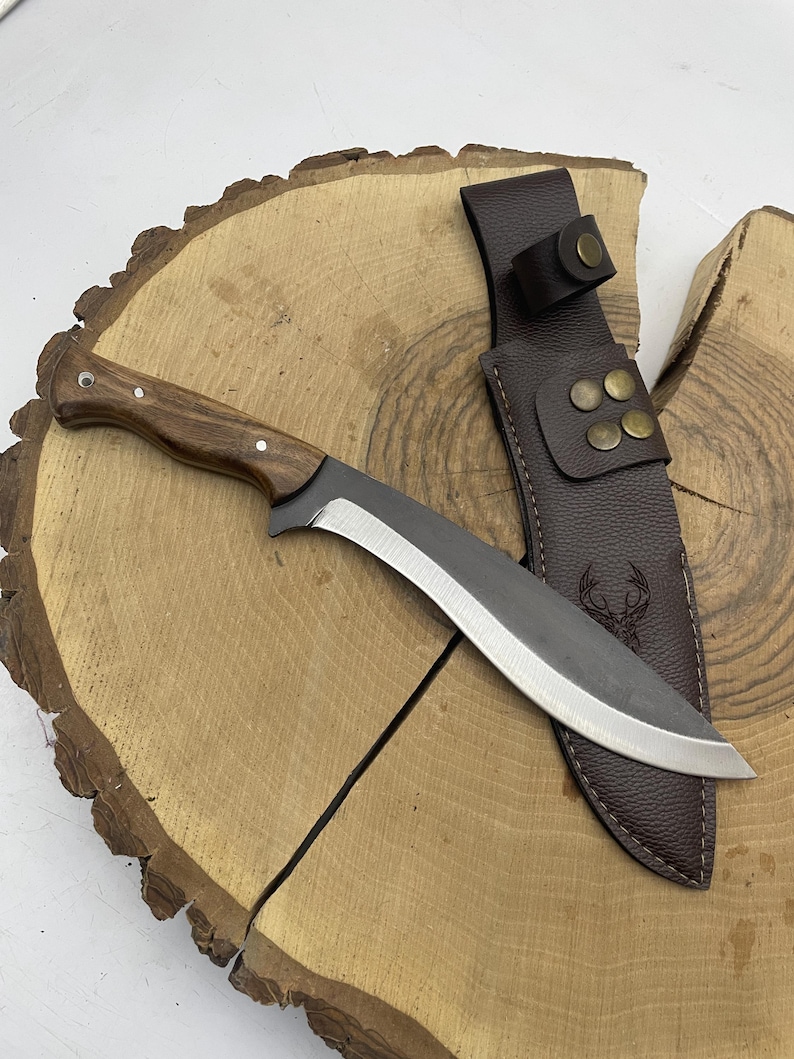 Machete Kukri de 13" hecho a mano, con espiga completa y funda grabada a medida. imagen 6
