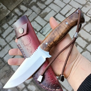 Handcrafted Custom Hunting Knife 4116 Steel Knive With Leather Sheath Personalized Outdoor Camping Gifts  For Men Bowie Knives Groomsmen Set