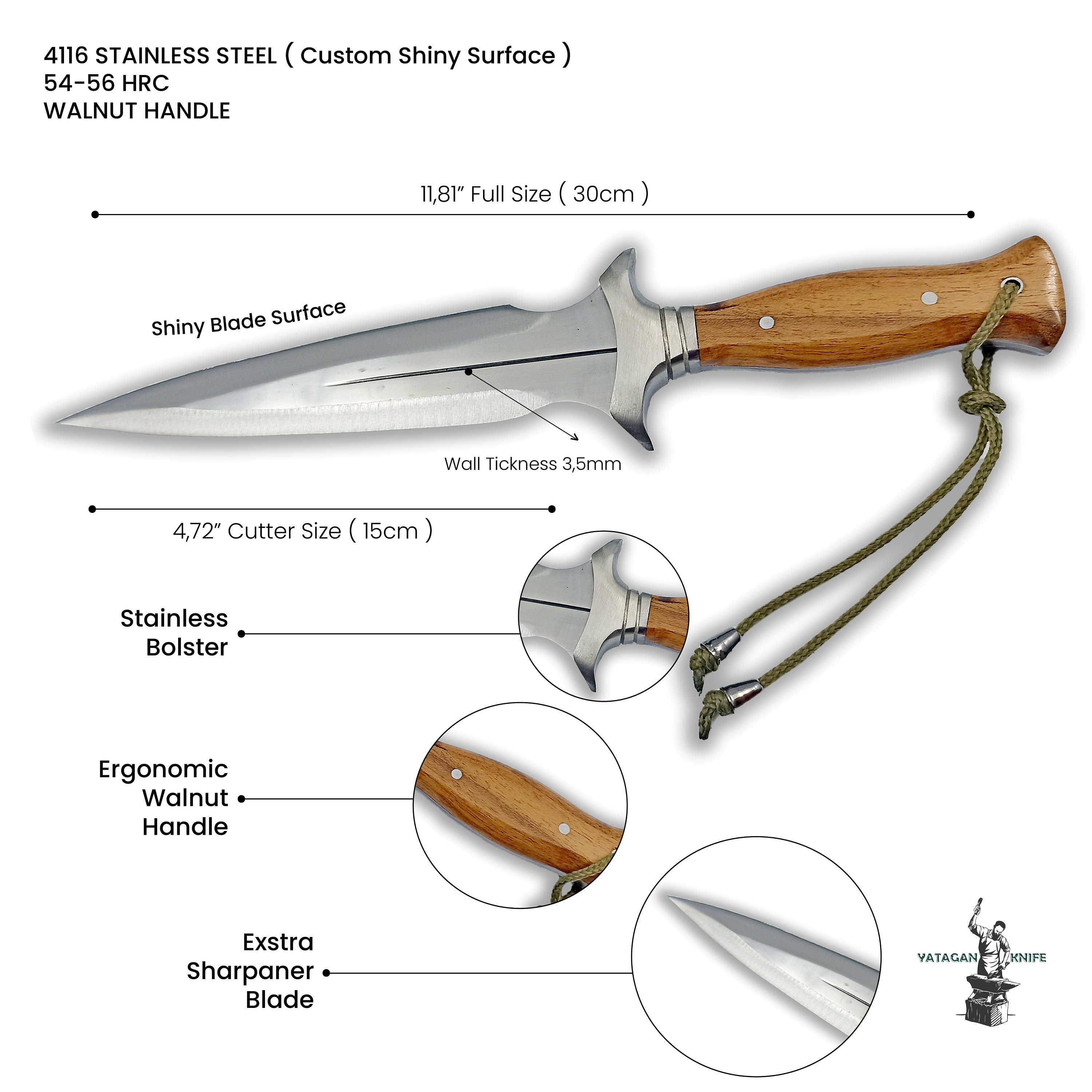 Handmade Double Edge Knife Custom Dagger Knife With Leather Etsy