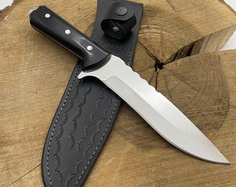 Handmade Bushcraft Knife with Leather Sheath: 4116 Stainless Steel Hunting Knife