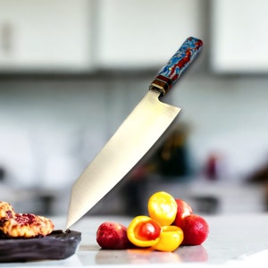 Epoxy Handle Stainless Steel Santoku Knife Handmade Chef Knives Engraved Knife Custom Gifts For Chef&#39;s Gifts for Men Home And Living Kitchen