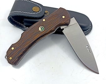 Custom Engraved Folding Knife with Sheath: Personalized Hunting Gift