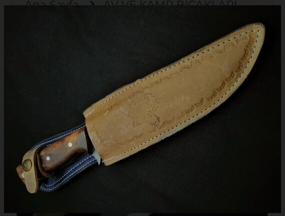 Maru Knives Coltello da Caccia con Fodero, Coltello Bushcraft in