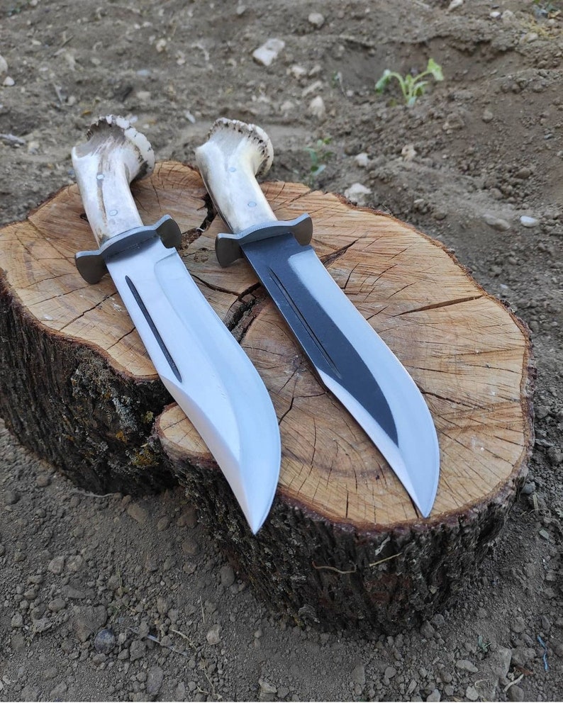 Handmade Steel Deer Horn Handle Bowie Knifecustom Etsy