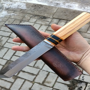 Hand Forged Tanto Knife - Japanese Knife - Samurai Knife With Sheath -Handmade Knife - Hunting Knife - Carbon Steel Tanto Knife - Gift Knife