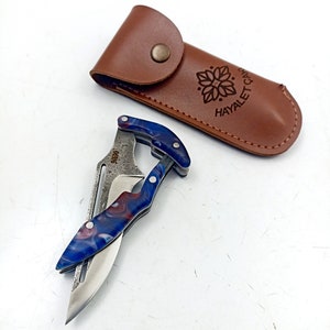 Coltello pieghevole in acciaio N690: coltello tascabile con incisione personalizzata e fodero