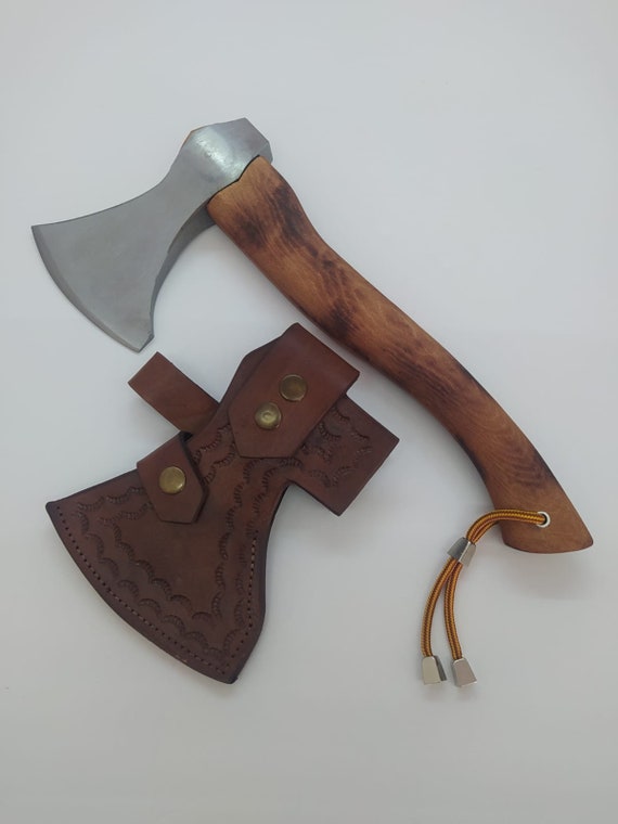 Forged Steel Viking Hatchet: Portable Camping Axe with Leather Case