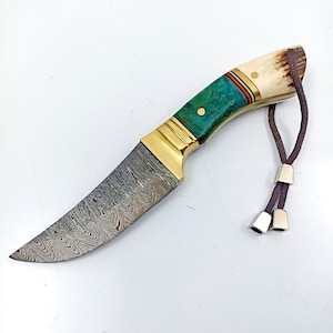 Custom Damascus Hunting Knife , Full Tang Blade Knife , Handmade Hunting Gift For Men , Christmas Gifts , Survival Knife , Collectible Knife