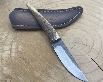 Stag Antler Mini Knife: Custom Engraved 4116 Stainless Steel Blade