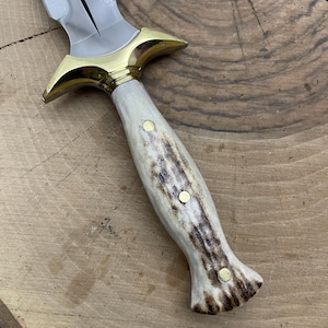 Custom Engraved Dagger Knife: Walnut Handle, Stainless Steel Blade, Leather Sheath image 9