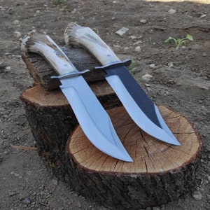 Handmade Forged Steel Deer Horn Handle Bowie Knife, Custom Knife, Forged Handle, Choose your style, Personalized knife, Gift For Boyfriend