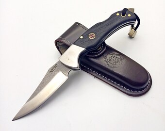 Custom Engraved N690 Steel Folding Knife: Groomsmen Gift with Leather Sheath