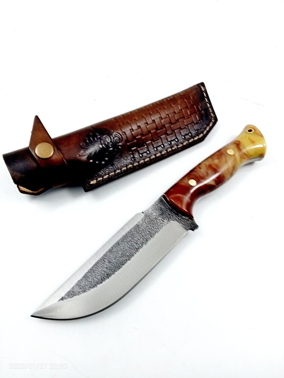 Custom Hunting Gifts for Men, Handmade Hunting Knife and Leather Case