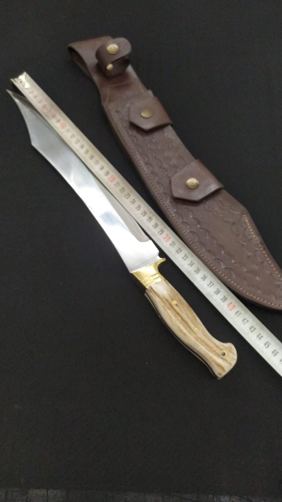 ハンドメイドの鹿の角のハンドル付きマチェーテナイフ - フルタング