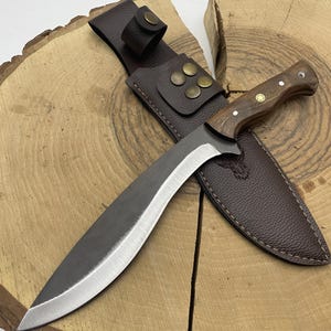 13" Handmade Custom Engraved Kukri Machete Knife with Sheath Fixed Full Tang Steel Blade Personalized Gifts For Boyfriend  Groomsmen Knives