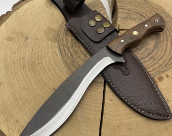 Handmade 13" Kukri Machete Knife, Custom Engraved Full Tang with Sheath