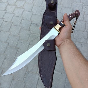 Handmade Werzalit Handle Machete Knife, Stainless Steel Blade, Leather Sheath