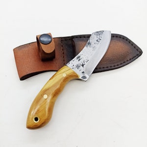 Handcrafted Forged Steel Knife Necklace , Custom Small Knife , Engraved Knife , Personalized Knife , Leather Sheath Knife , Pendant Knife