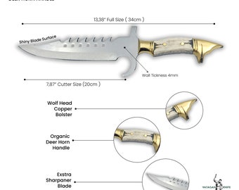 Handmade Stag Horn Handle Hunting Knife: 4116 Stainless Steel Bowie