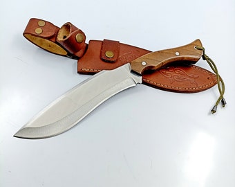 Handmade Kukri Knife: Full Tang Hunting Gift with Leather Case