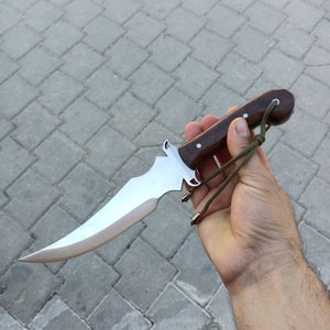 Custom Engraved Camping Knife: Handmade Full Tang Walnut Handle