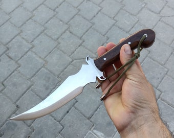 Custom Engraved Camping Knife: Handmade Full Tang Walnut Handle
