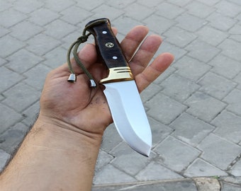 Handmade Bushcraft Knife , Custom Gifts for Hunters , Personalized Hunting Knife With Leather Sheath , Knife Engraving , Groomsmen Knive Set