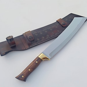 Handmade Big Tanto Knife Leather Sheath Knife Groomsmen Knife Personalized Knife Engraved Knife Japanese Knife Gift For Him Birthday Gifts