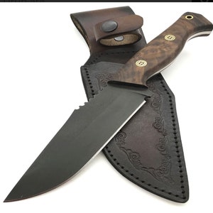 Customizable Hunting Knife - Sleipner Steel Knife , Custom Engrave Knife , Camping Knife - Black Blade Knife , Gift for Him - Christmas gift