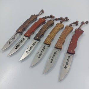 6 pcs Groomsmen Knives Set, Custom Engraved Gifts, Personalized Gift Knife, Anniversary Gift, Handmade Engraving Pocket Knife, Gift For Men