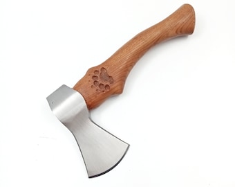 Handmade Carbon Steel Viking Axe: Custom Engraved Camping Hatchet