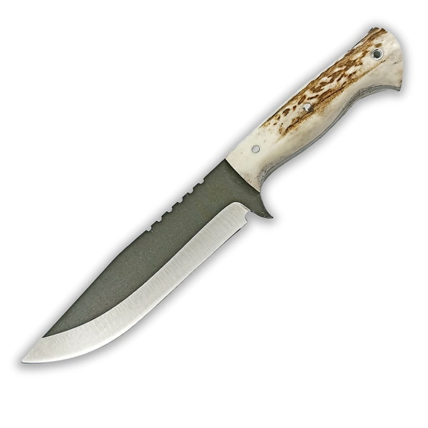 Handmade Stag Horn Handle Hunting Knife , Tactical Fixed Blade Bushcraft Knife , Custom Engraved Knife , Groomsmen Knife , Full Tang Knife