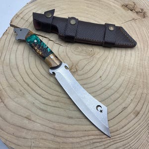 Epoxy Handle Custom Engraved Survival Knife With Sheath Anniversary Gifts Groomsmen Knives Personalized Gift For Dady Collectible Knife