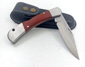 Custom Engraved Stainless Steel Pocket Knife with Sheath