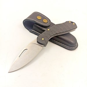 Custom Engraved Folding Knife: Walnut Handle, Hunting Gift with Leather Pouch